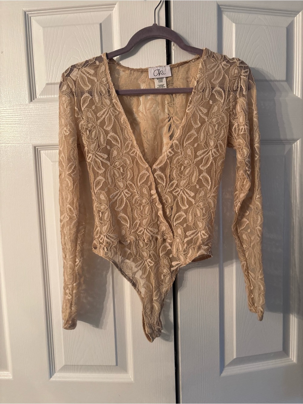 O'neill (O'neil?) Beige Lace Long-Sleeve Bodysuit